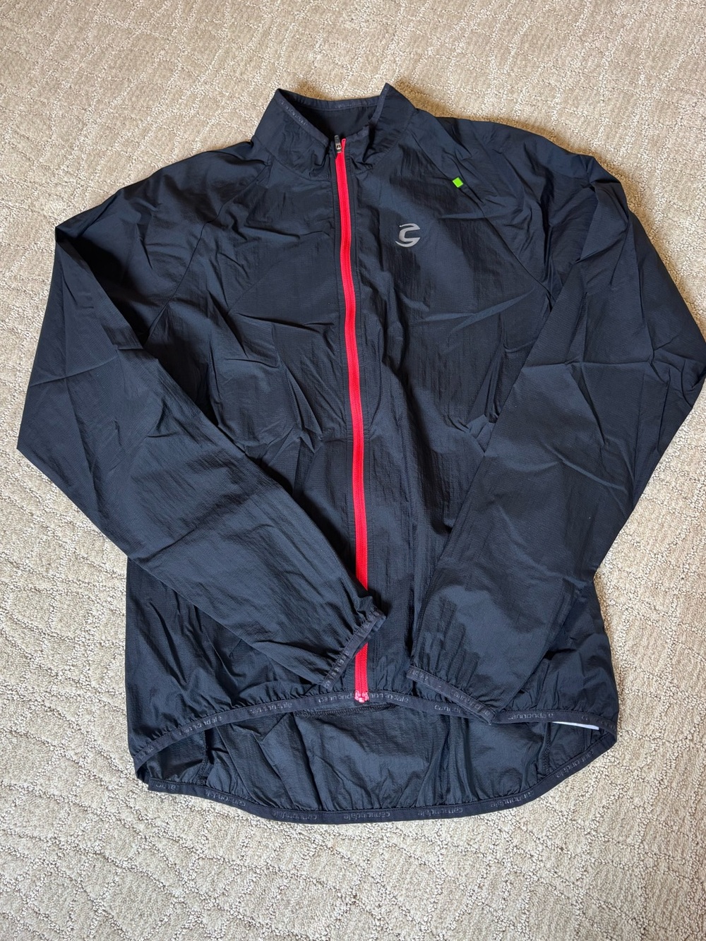 Cannondale Bike Lightweight Windbreaker Jacket with Red Zipper